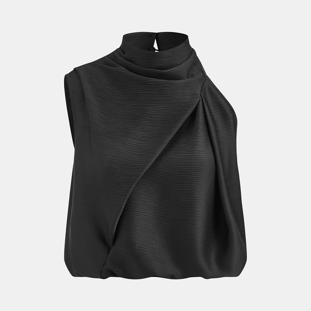 Commense Draped High Neck Top